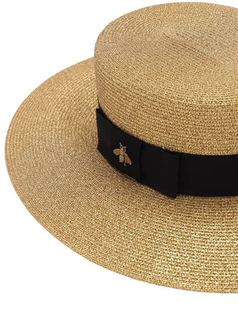 gucci straw hat bee|Gucci straw hat women.